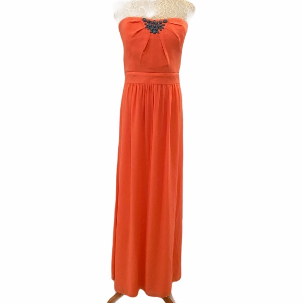 NWT M60 Miss Sixty Coral Chiffon Strapless Gown